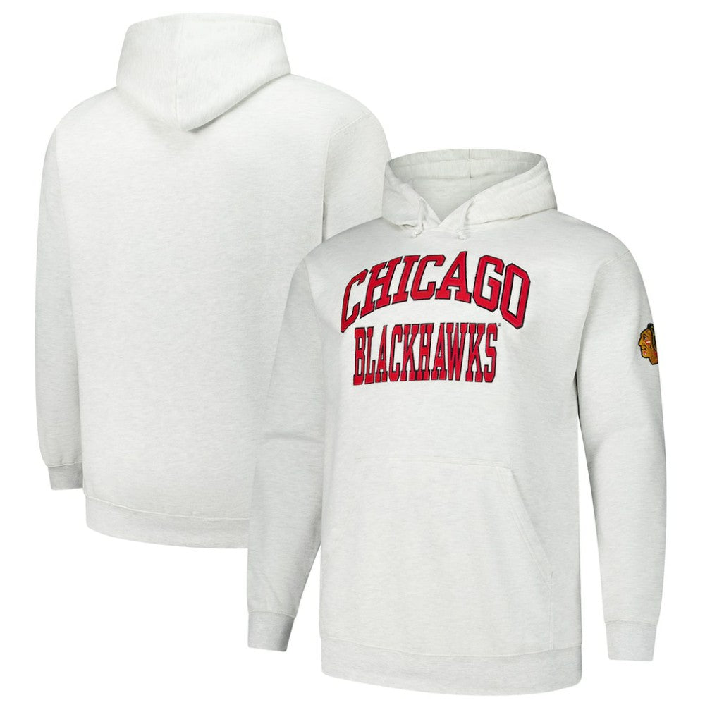Chicago Blackhawks Fanatics Big & Tall Fleece Pullover Hoodie - Heather Gray Hoodies