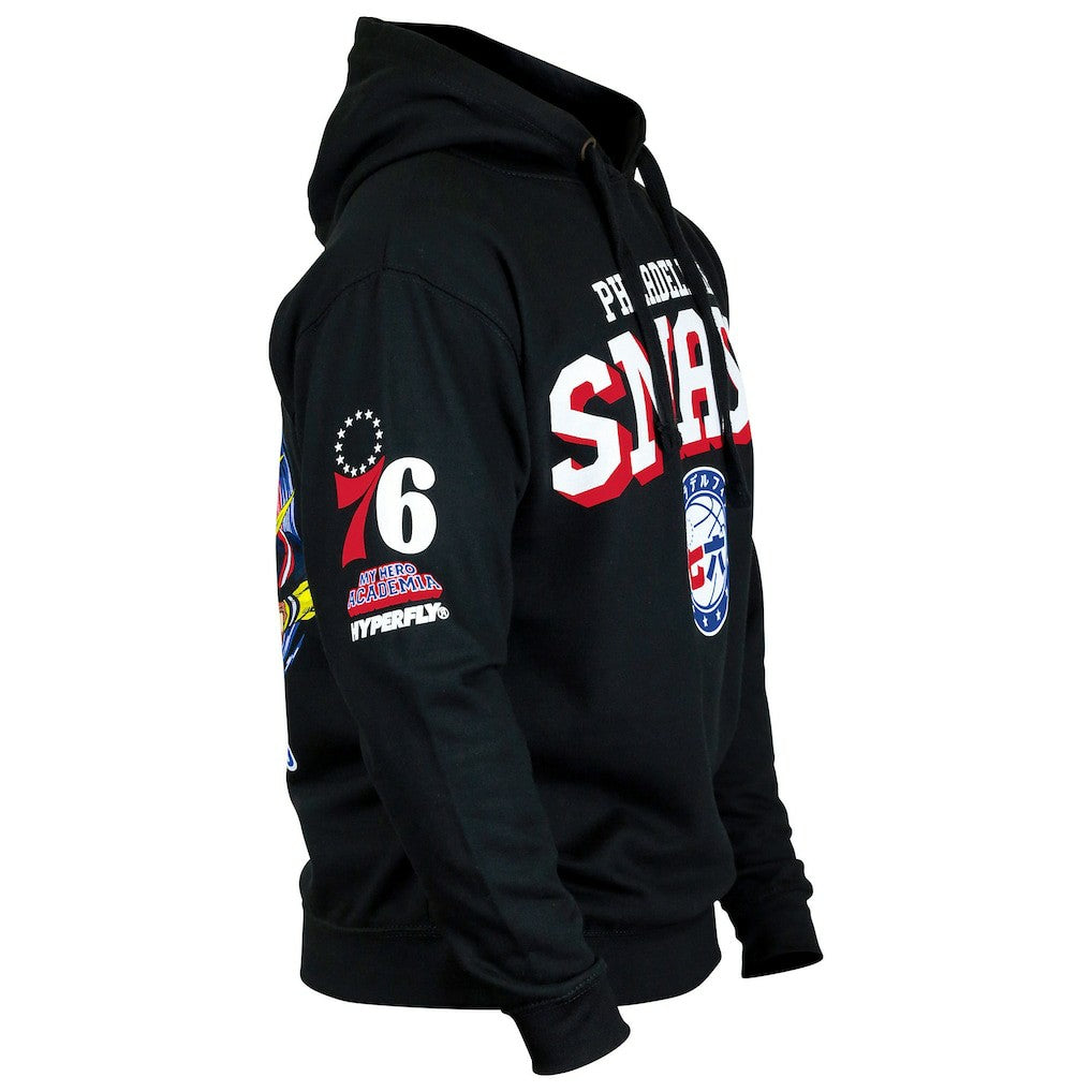 Philadelphia 76ers Hyperfly Unisex NBA x My Hero Academia All Might Smash Pullover Hoodie - Black for sale