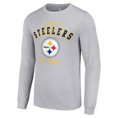 Pittsburgh Steelers Starter Long Sleeve T-Shirt - Heather Gray discount