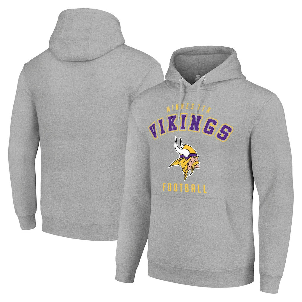 Minnesota Vikings Starter Unisex Logo Pullover Hoodie - Heather Gray on sale