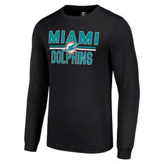 Miami Dolphins Starter Team Mesh Print Graphic Long Sleeve T-Shirt - Black outlet
