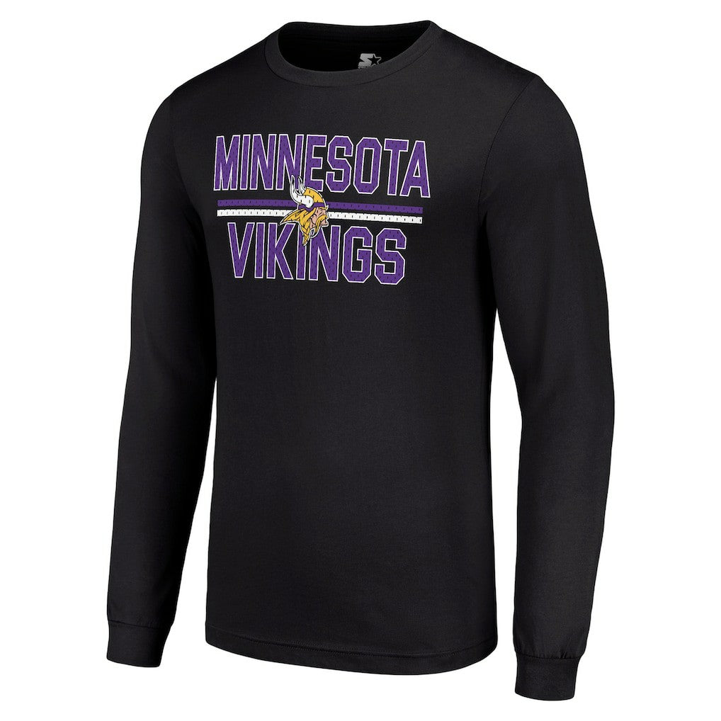 Minnesota Vikings Starter Team Mesh Print Graphic Long Sleeve T-Shirt - Black on sale