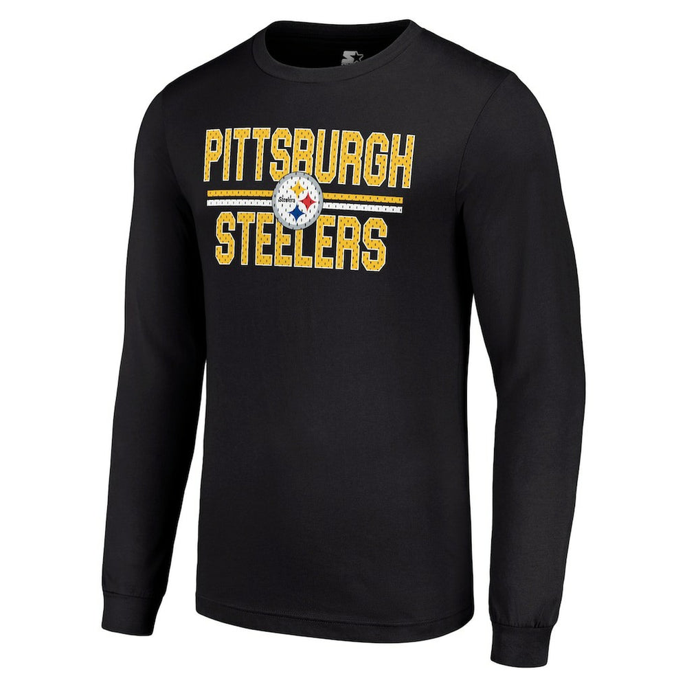 Pittsburgh Steelers Starter Team Mesh Print Graphic Long Sleeve T-Shirt - Black sale