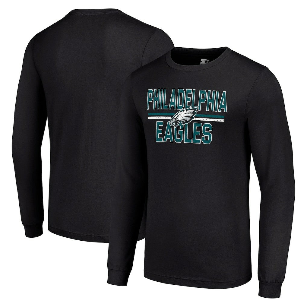 Philadelphia Eagles Starter Team Mesh Print Graphic Long Sleeve T-Shirt - Black sale