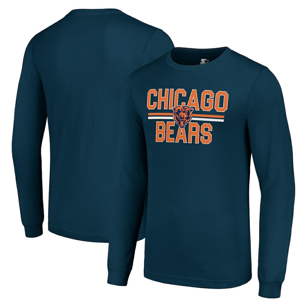 Chicago Bears Starter Team Mesh Print Graphic Long Sleeve T-Shirt - Navy sale
