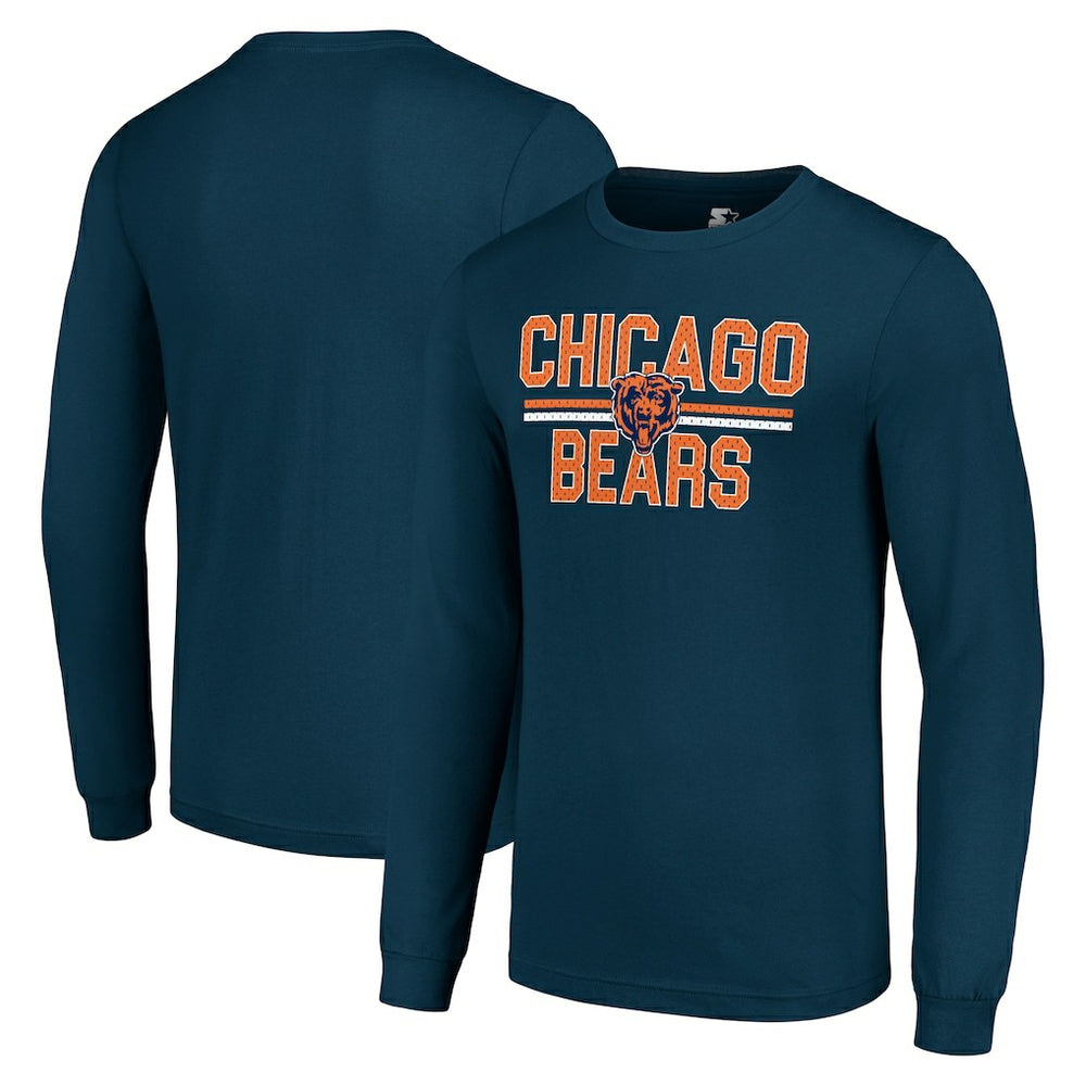 Chicago Bears Starter Team Mesh Print Graphic Long Sleeve T-Shirt - Navy sale