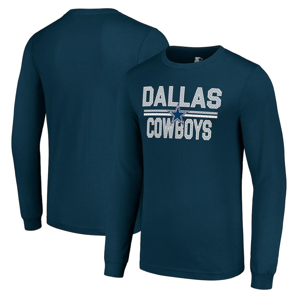 Dallas Cowboys Starter Team Mesh Print Graphic Long Sleeve T-Shirt - Navy cheap
