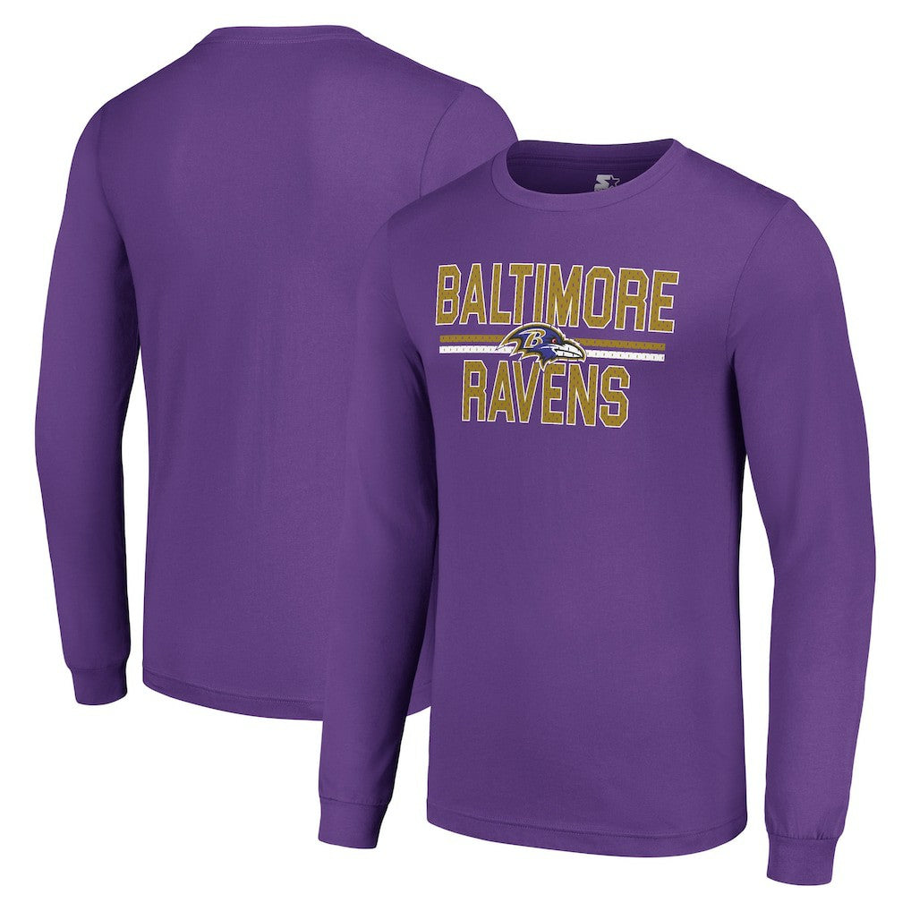 Baltimore Ravens Starter Team Mesh Print Graphic Long Sleeve T-Shirt - Purple outlet