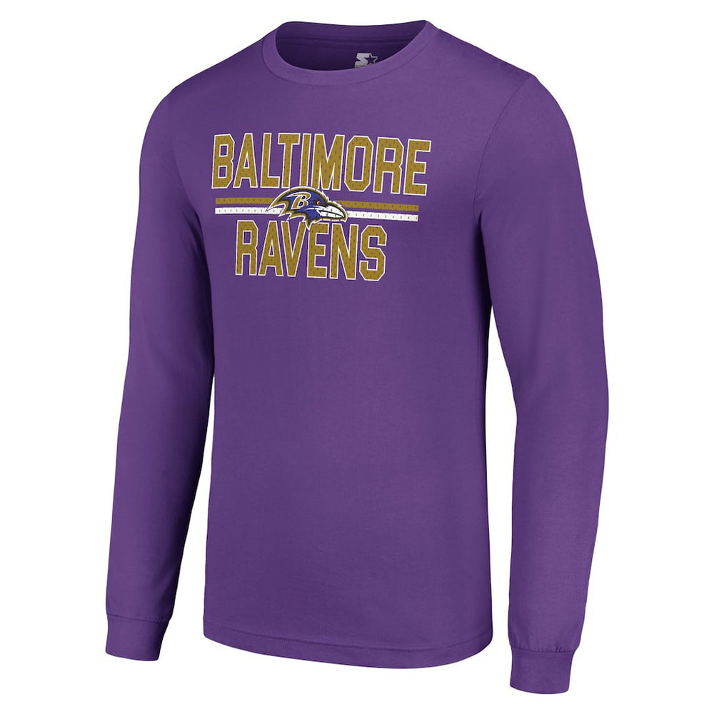 Baltimore Ravens Starter Team Mesh Print Graphic Long Sleeve T-Shirt - Purple outlet