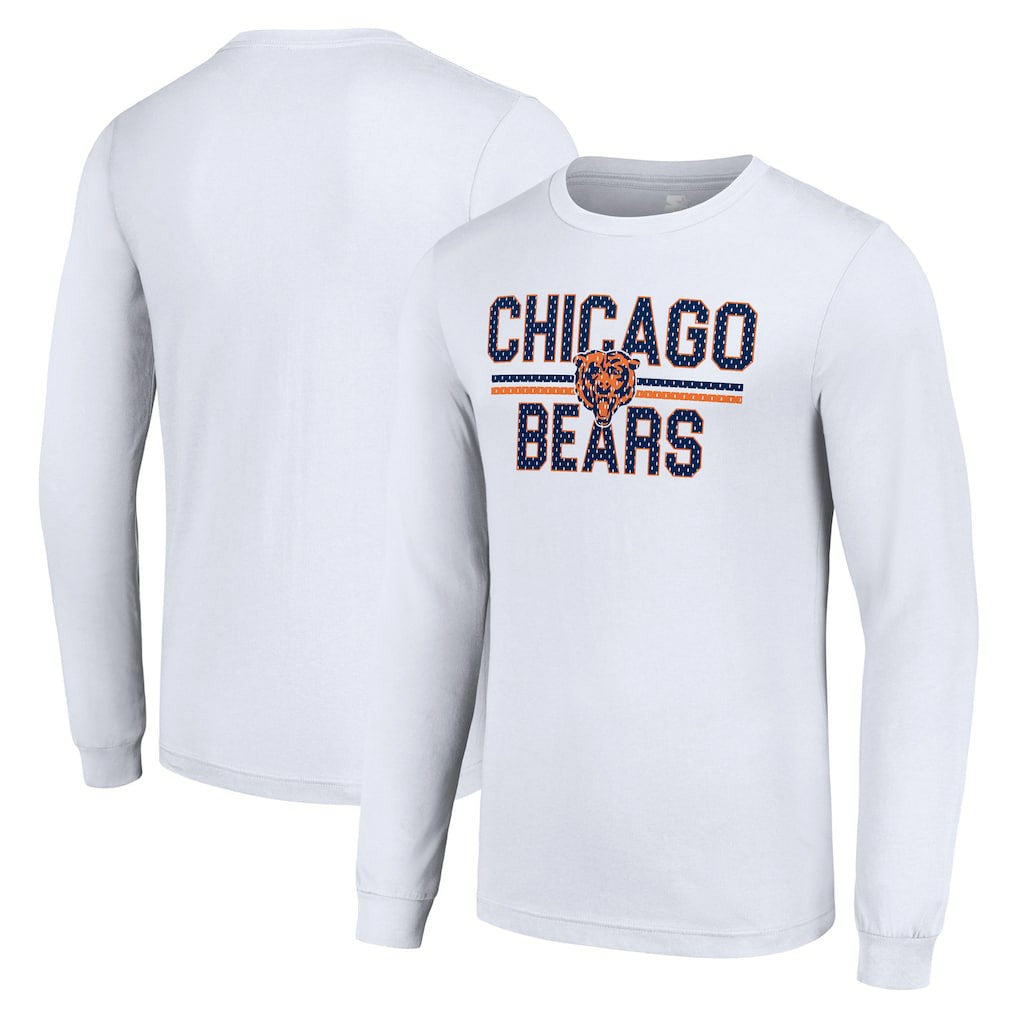 Chicago Bears Starter Team Mesh Print Graphic Long Sleeve T-Shirt - White on sale