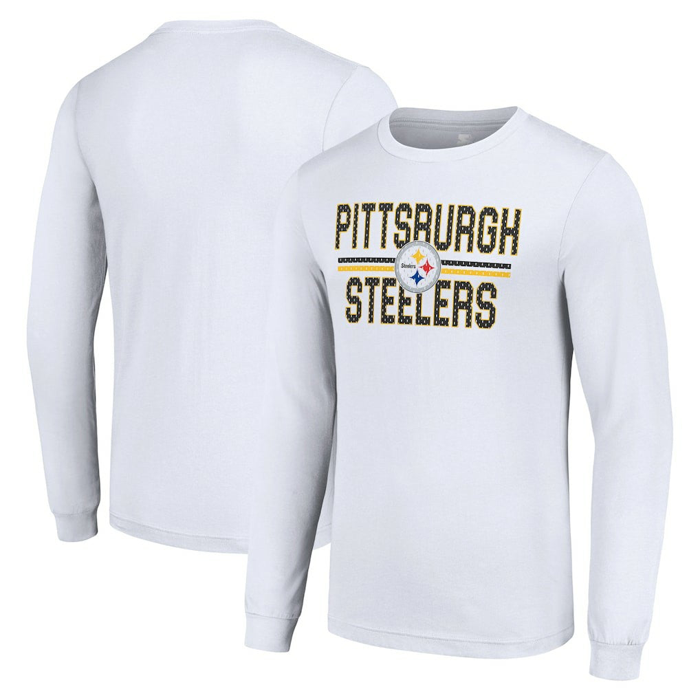 Pittsburgh Steelers Starter Team Mesh Print Graphic Long Sleeve T-Shirt - White outlet