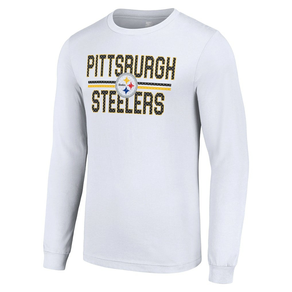 Pittsburgh Steelers Starter Team Mesh Print Graphic Long Sleeve T-Shirt - White outlet