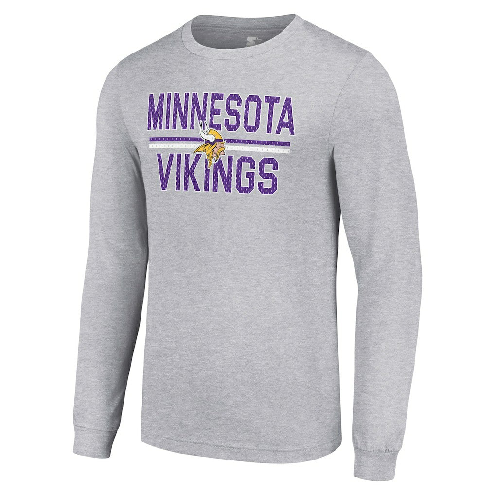 Minnesota Vikings Starter Team Mesh Print Graphic Long Sleeve T-Shirt - Heather Gray discount