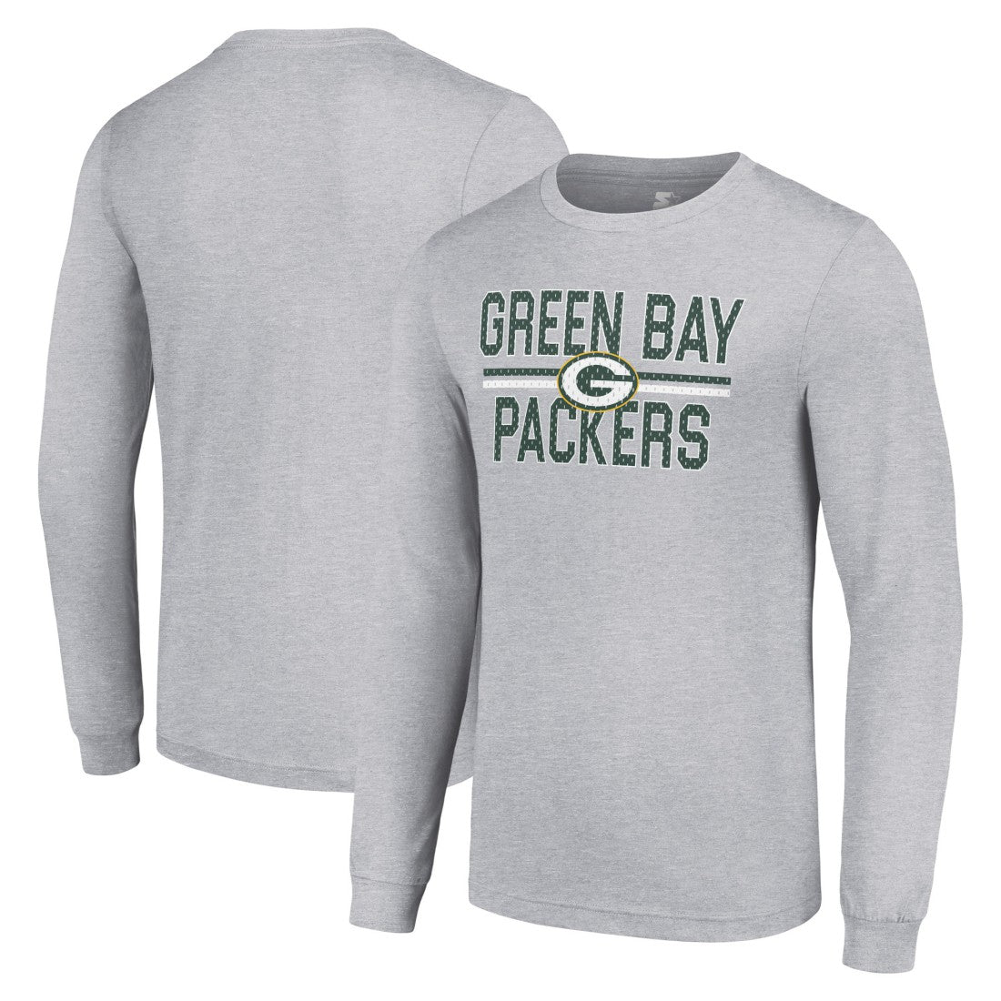 Green Bay Packers Starter Team Mesh Print Graphic Long Sleeve T-Shirt - Heather Gray discount
