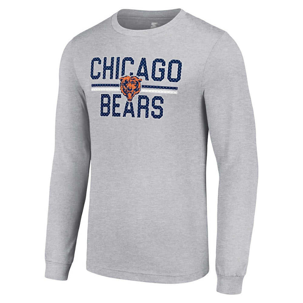 Chicago Bears Starter Team Mesh Print Graphic Long Sleeve T-Shirt - Heather Gray on sale