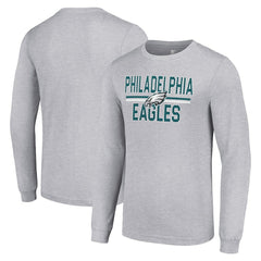Philadelphia Eagles Starter Team Mesh Print Graphic Long Sleeve T-Shirt - Heather Gray discount