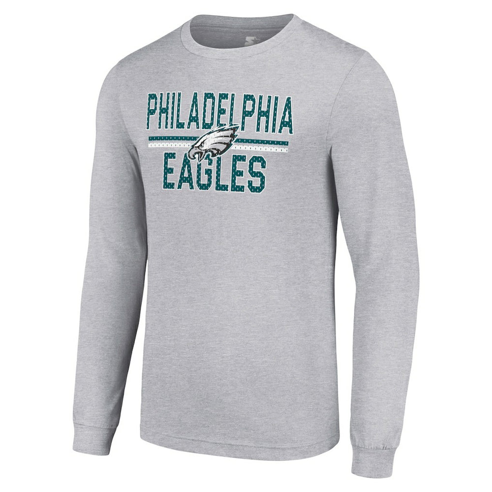 Philadelphia Eagles Starter Team Mesh Print Graphic Long Sleeve T-Shirt - Heather Gray discount