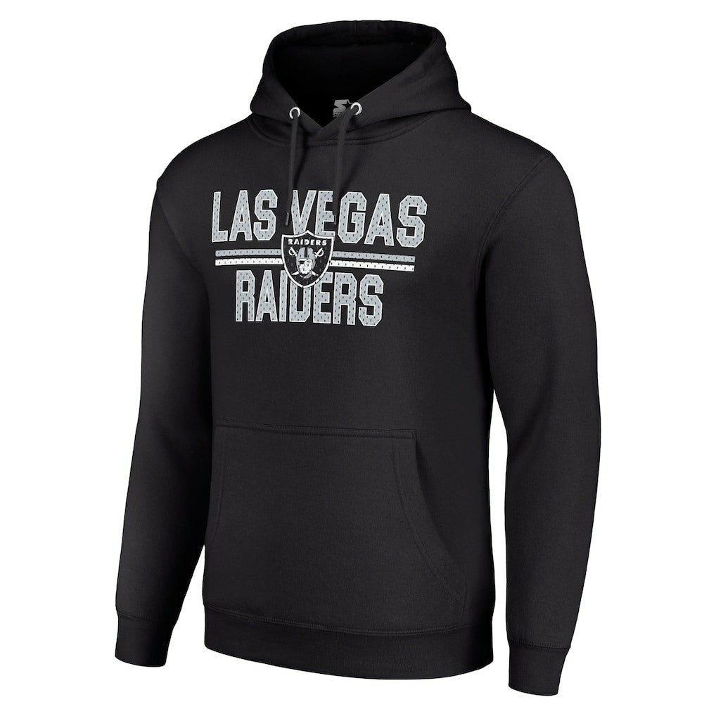 Las Vegas Raiders Starter Unisex Team Mesh Print Graphic Tri-Blend Pullover Hoodie - Black on sale