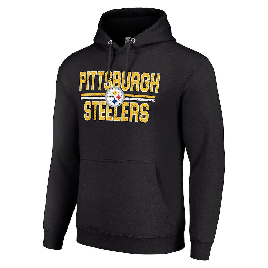 Pittsburgh Steelers Starter Unisex Team Mesh Print Graphic Tri-Blend Pullover Hoodie - Black sale