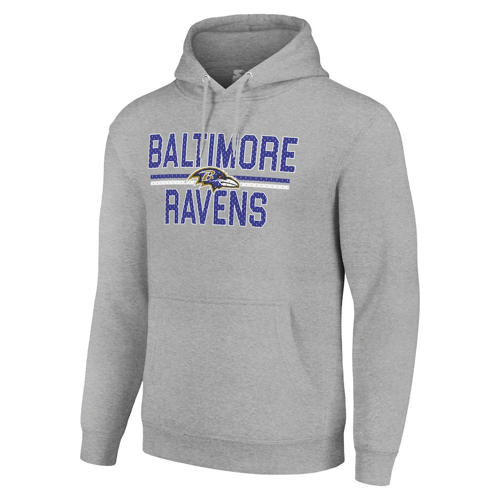 Baltimore Ravens Starter Unisex Team Mesh Print Graphic Tri-Blend Pullover Hoodie - Heather Gray for sale