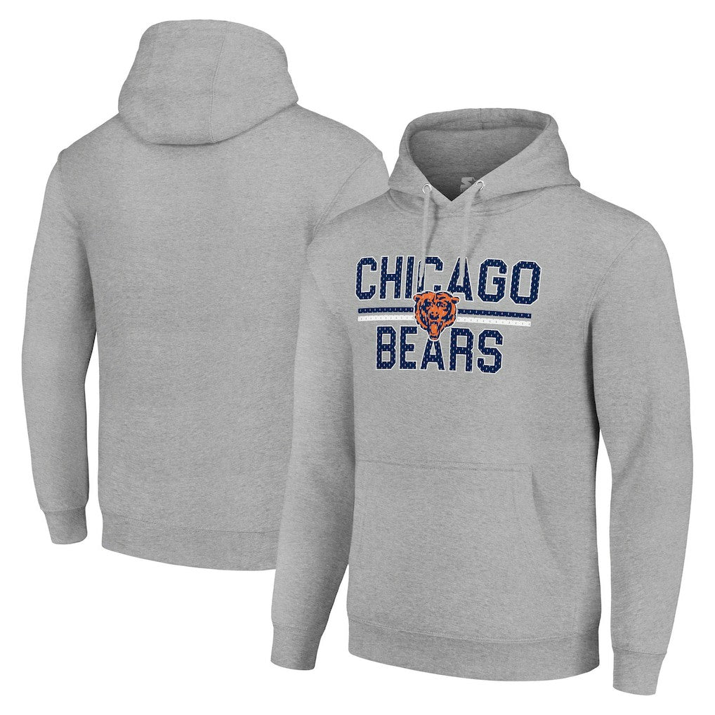 Chicago Bears Starter Unisex Team Mesh Print Graphic Tri-Blend Pullover Hoodie - Heather Gray for sale