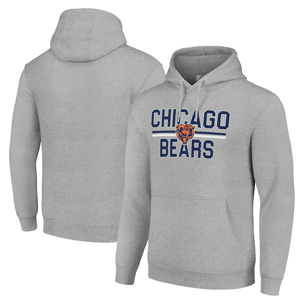Chicago Bears Starter Unisex Team Mesh Print Graphic Tri-Blend Pullover Hoodie - Heather Gray for sale