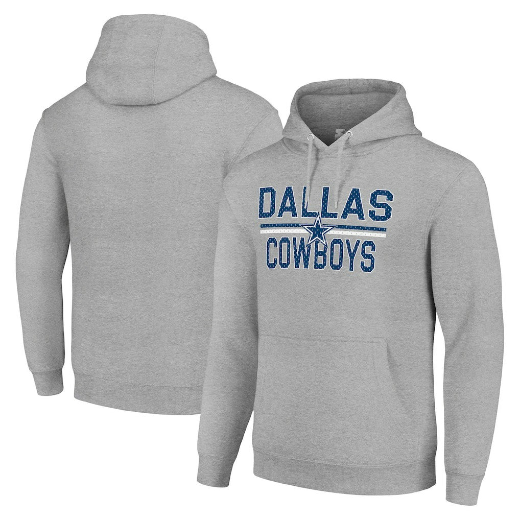 Dallas Cowboys Starter Unisex Team Mesh Print Graphic Tri-Blend Pullover Hoodie - Heather Gray sale