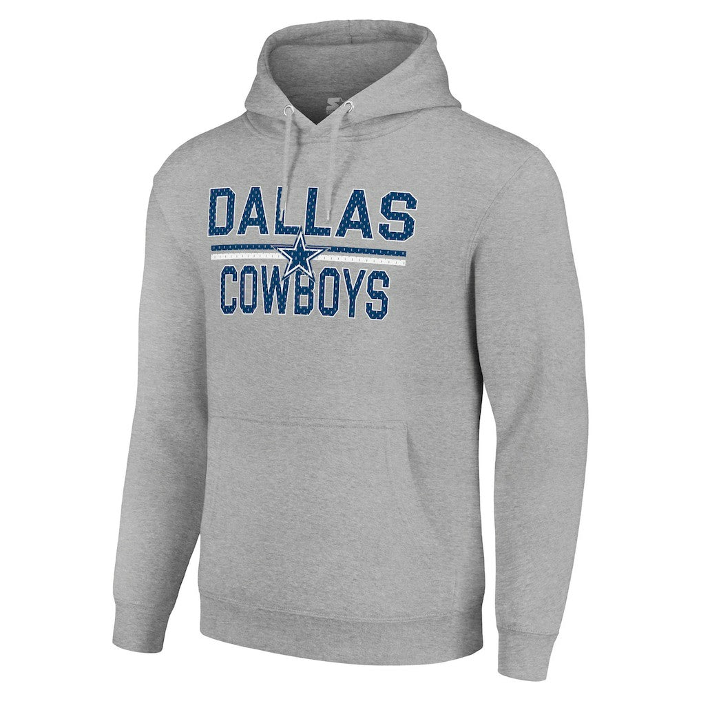 Dallas Cowboys Starter Unisex Team Mesh Print Graphic Tri-Blend Pullover Hoodie - Heather Gray sale