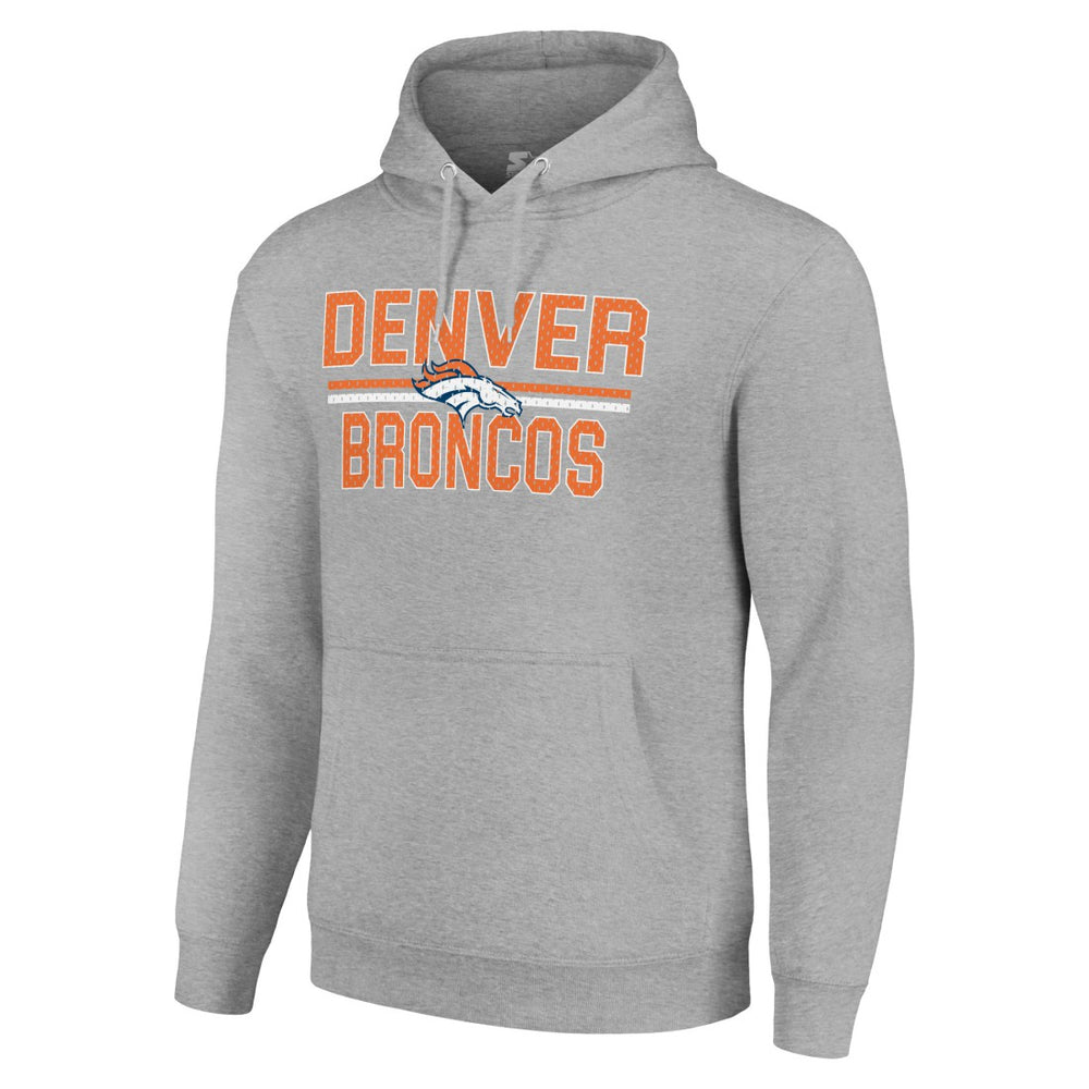Denver Broncos Starter Unisex Team Mesh Print Graphic Tri-Blend Pullover Hoodie - Heather Gray discount
