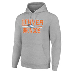 Denver Broncos Starter Unisex Team Mesh Print Graphic Tri-Blend Pullover Hoodie - Heather Gray discount