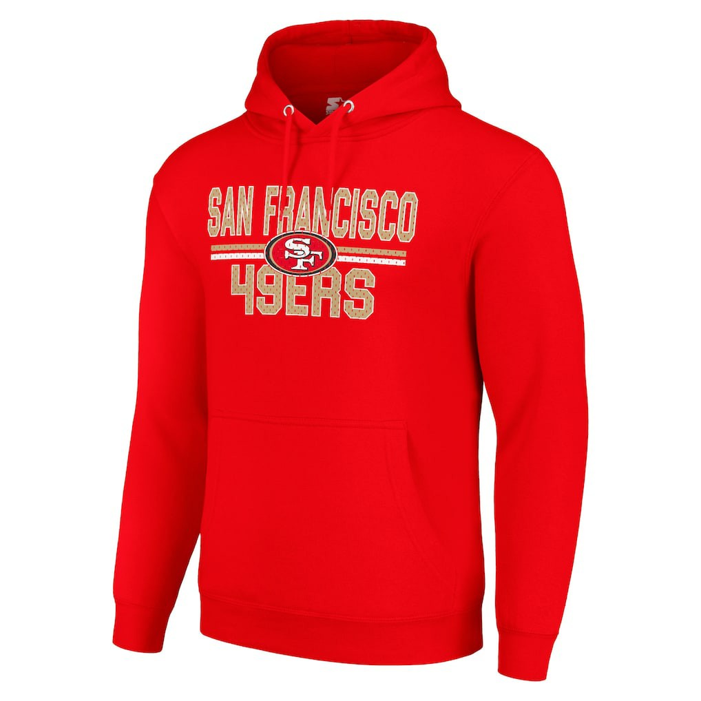 San Francisco 49ers Starter Unisex Team Mesh Print Graphic Tri-Blend Pullover Hoodie - Scarlet cheap