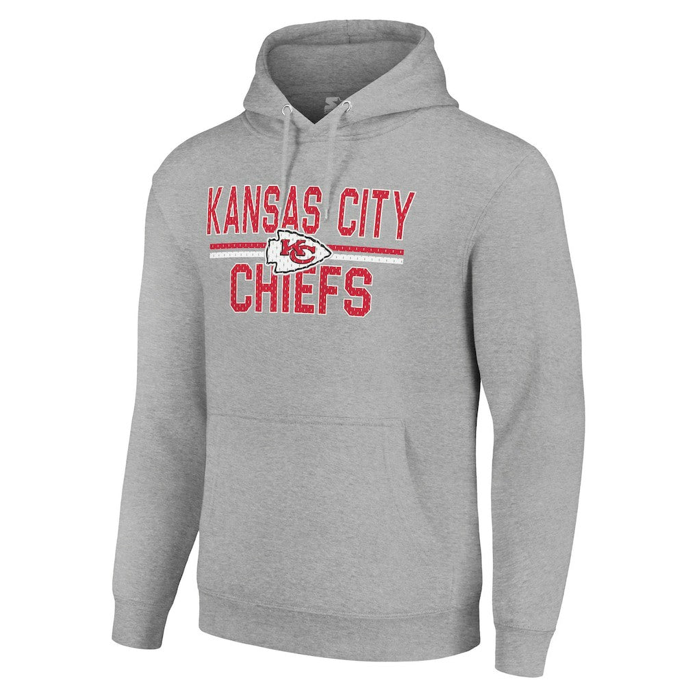 Kansas City Chiefs Starter Unisex Team Mesh Print Graphic Tri-Blend Pullover Hoodie - Heather Gray cheap