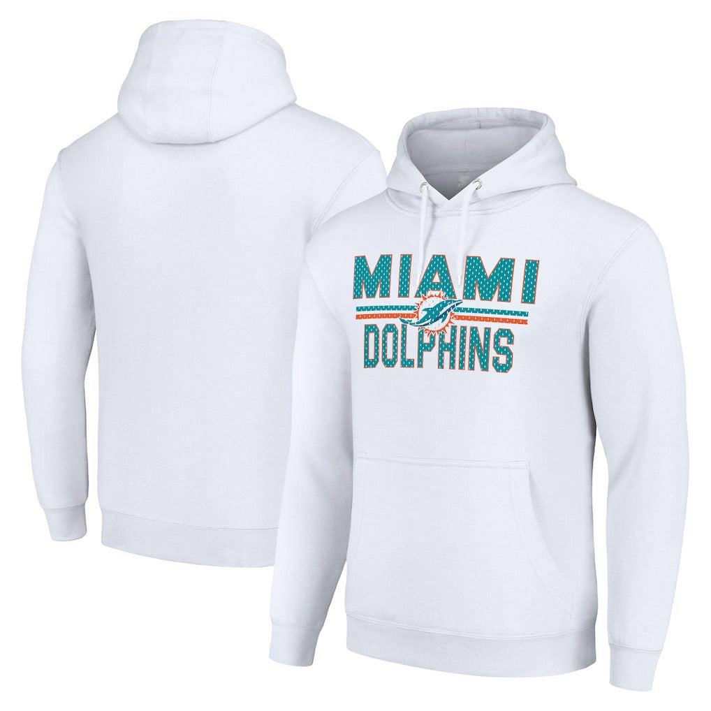 Miami Dolphins Starter Unisex Team Mesh Print Graphic Tri-Blend Pullover Hoodie - White on sale