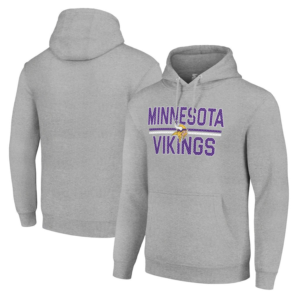 Minnesota Vikings Starter Unisex Team Mesh Print Graphic Tri-Blend Pullover Hoodie - Heather Gray on sale