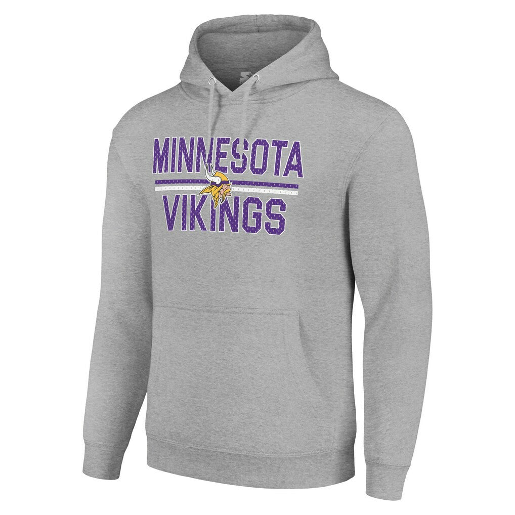 Minnesota Vikings Starter Unisex Team Mesh Print Graphic Tri-Blend Pullover Hoodie - Heather Gray on sale