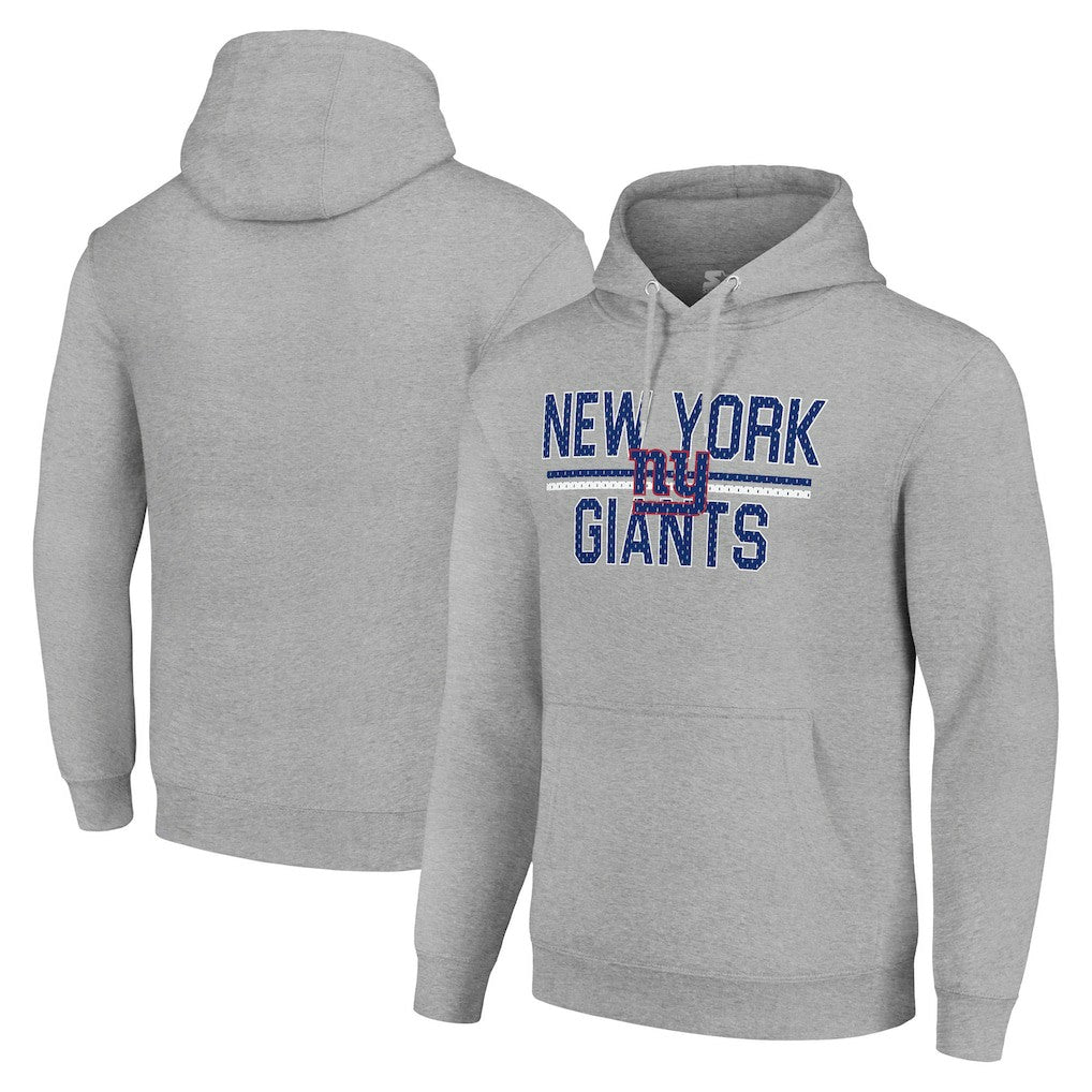 New York Giants Starter Unisex Team Mesh Print Graphic Tri-Blend Pullover Hoodie - Heather Gray on sale