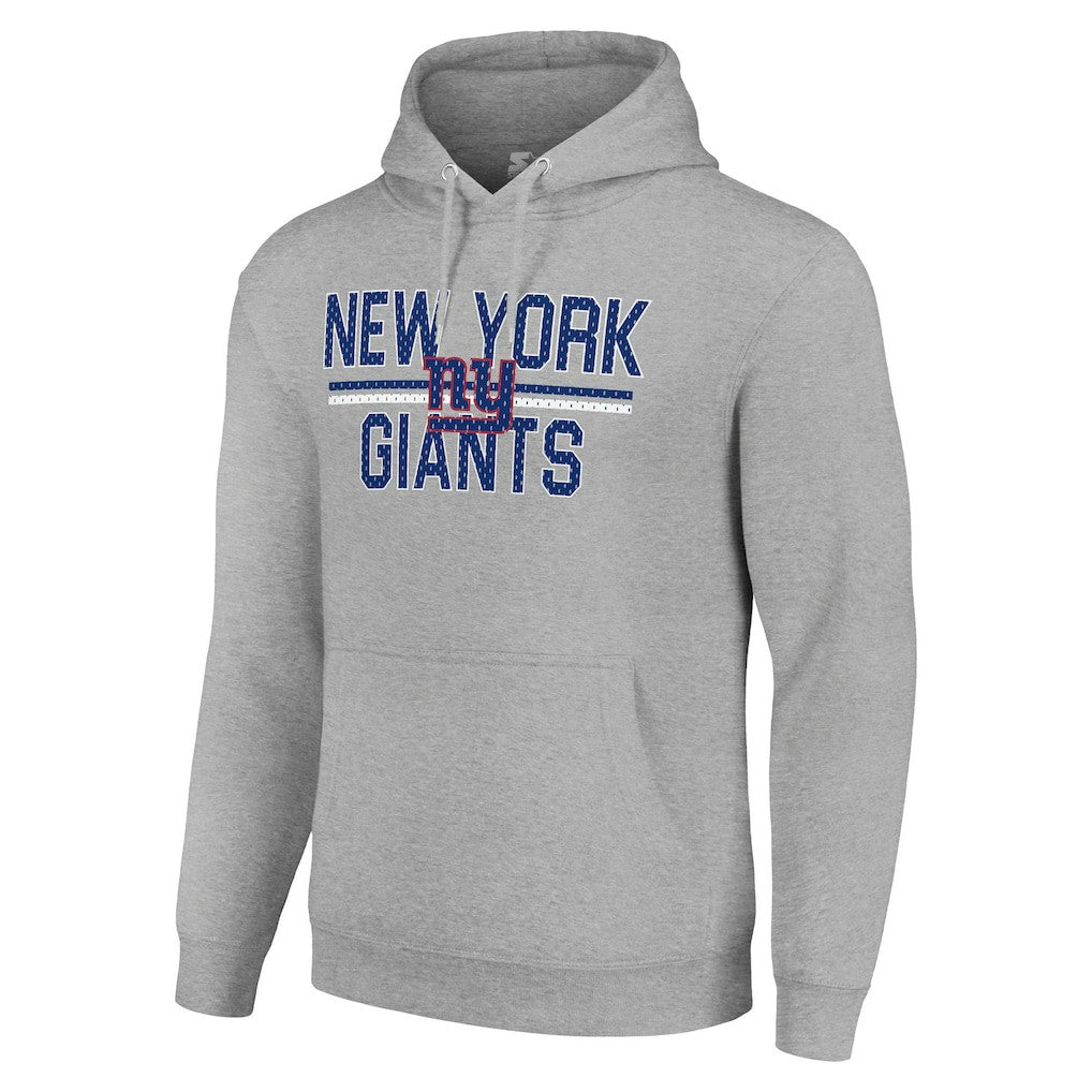 New York Giants Starter Unisex Team Mesh Print Graphic Tri-Blend Pullover Hoodie - Heather Gray on sale