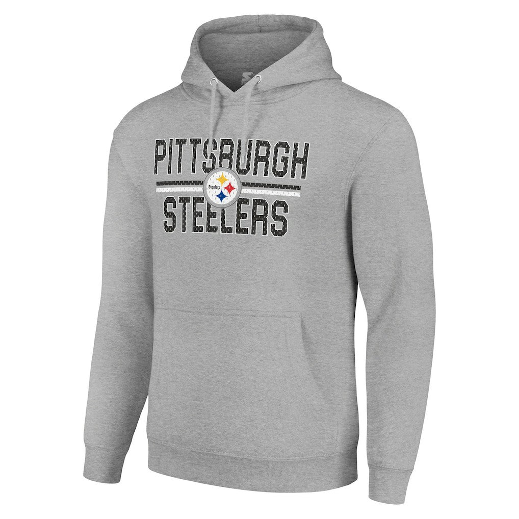 Pittsburgh Steelers Starter Unisex Team Mesh Print Graphic Tri-Blend Pullover Hoodie - Heather Gray on sale