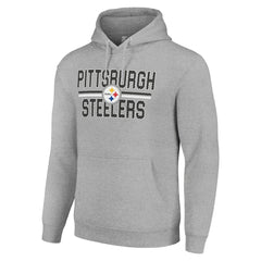 Pittsburgh Steelers Starter Unisex Team Mesh Print Graphic Tri-Blend Pullover Hoodie - Heather Gray on sale