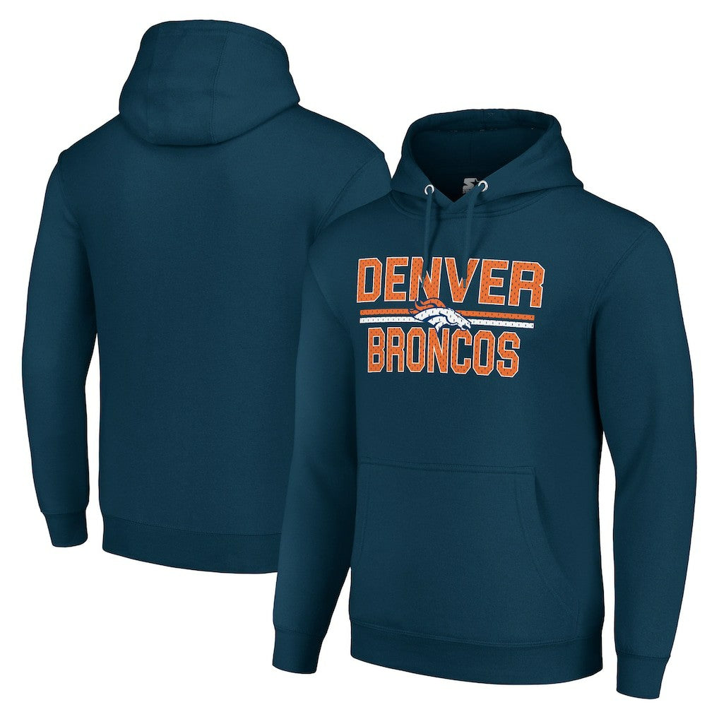 Denver Broncos Starter Unisex Team Mesh Print Graphic Tri-Blend Pullover Hoodie - Navy online