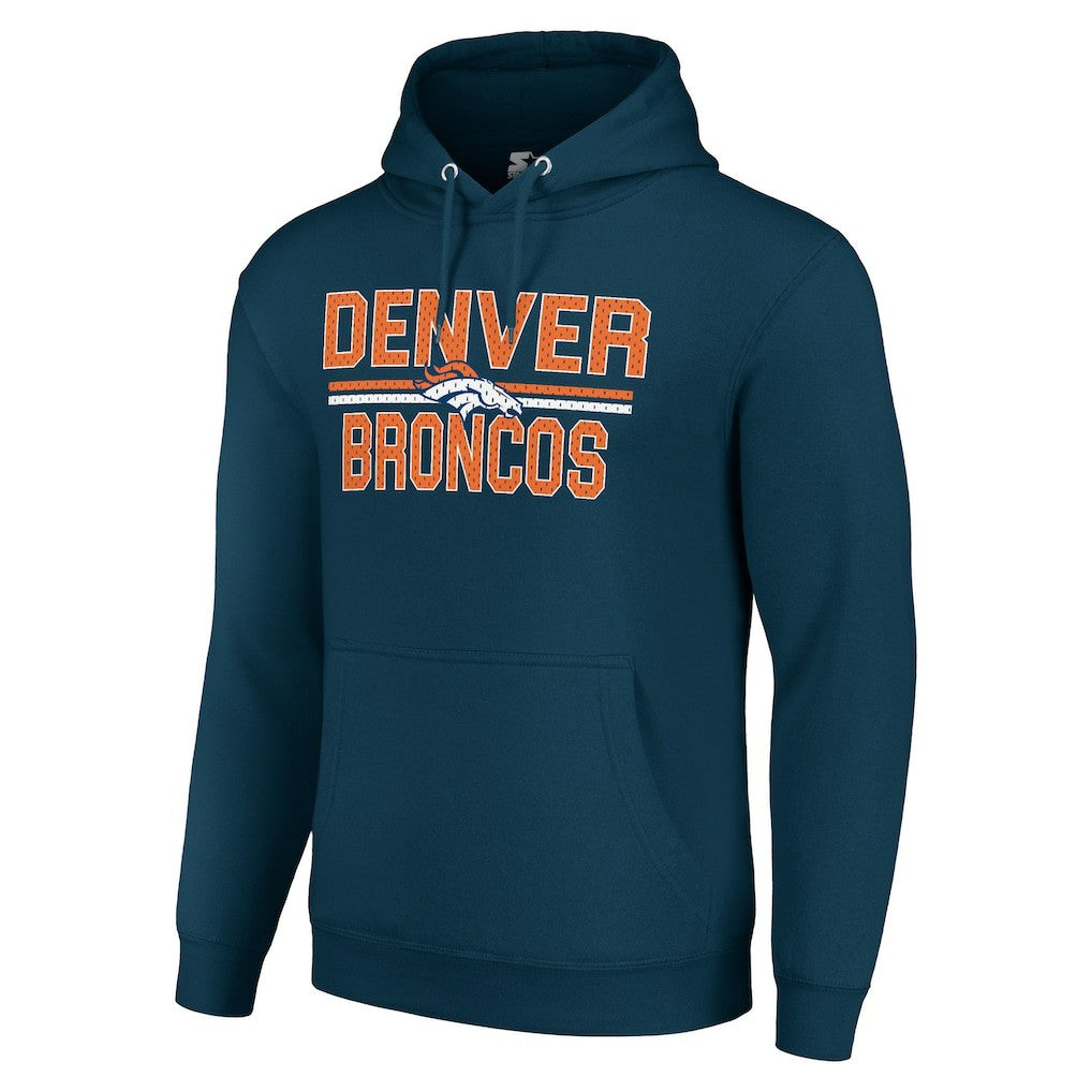 Denver Broncos Starter Unisex Team Mesh Print Graphic Tri-Blend Pullover Hoodie - Navy online