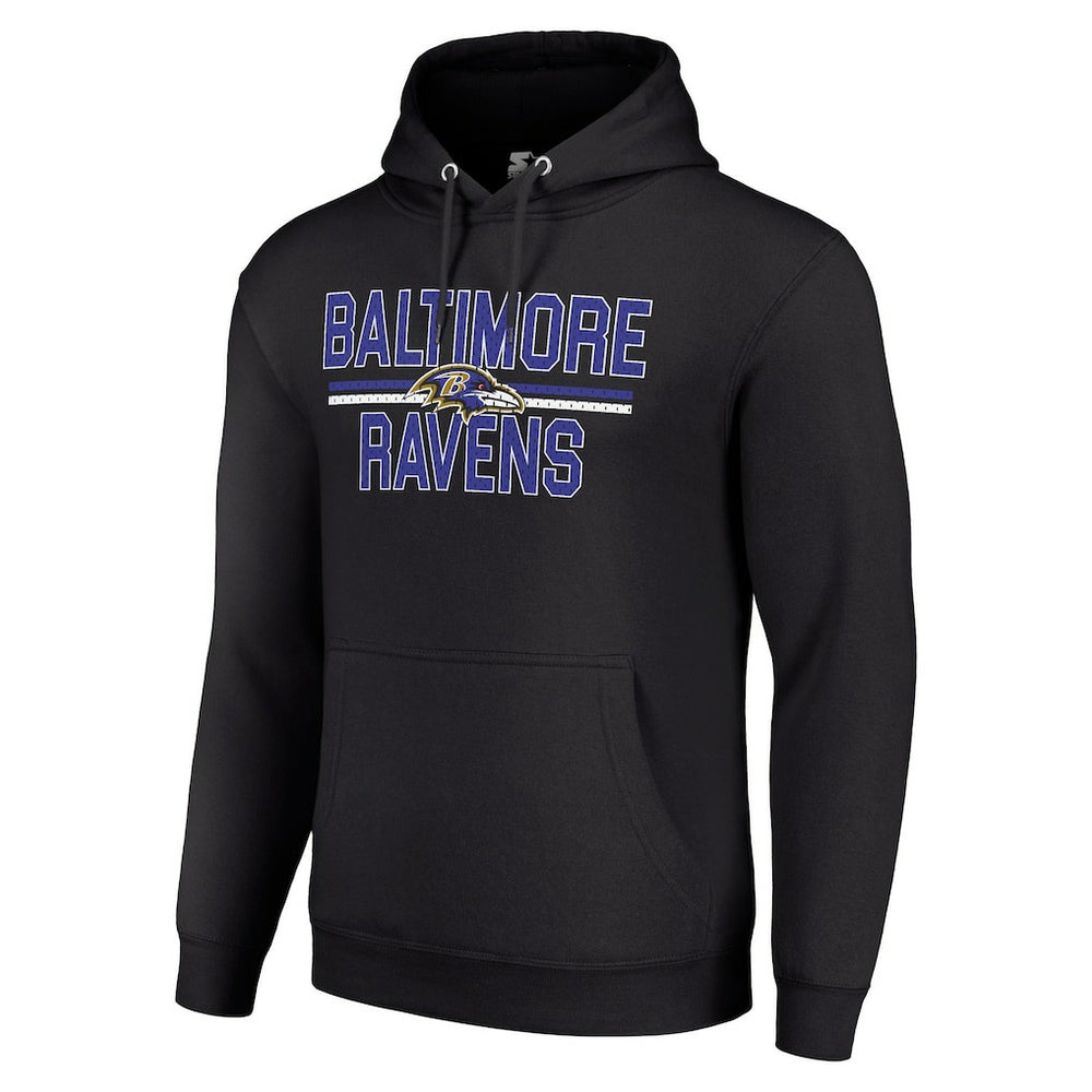 Baltimore Ravens Starter Unisex Team Mesh Print Graphic Tri-Blend Pullover Hoodie - Black on sale