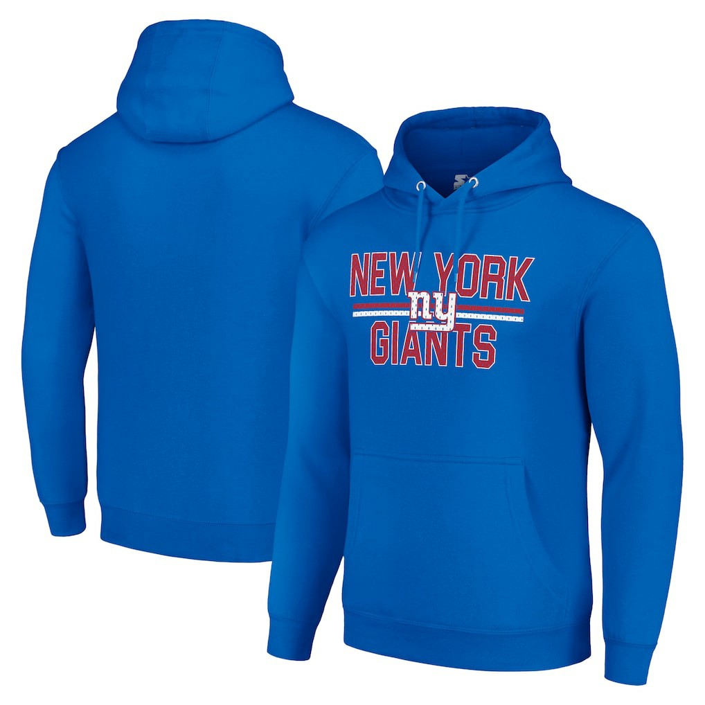 New York Giants Starter Unisex Team Mesh Print Graphic Tri-Blend Pullover Hoodie - Royal cheap