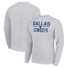 Dallas Cowboys Starter Team Mesh Print Graphic Pullover Sweatshirt - Heather Gray for sale