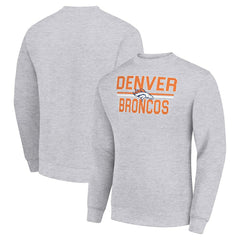 Denver Broncos Starter Team Mesh Print Graphic Pullover Sweatshirt - Heather Gray outlet
