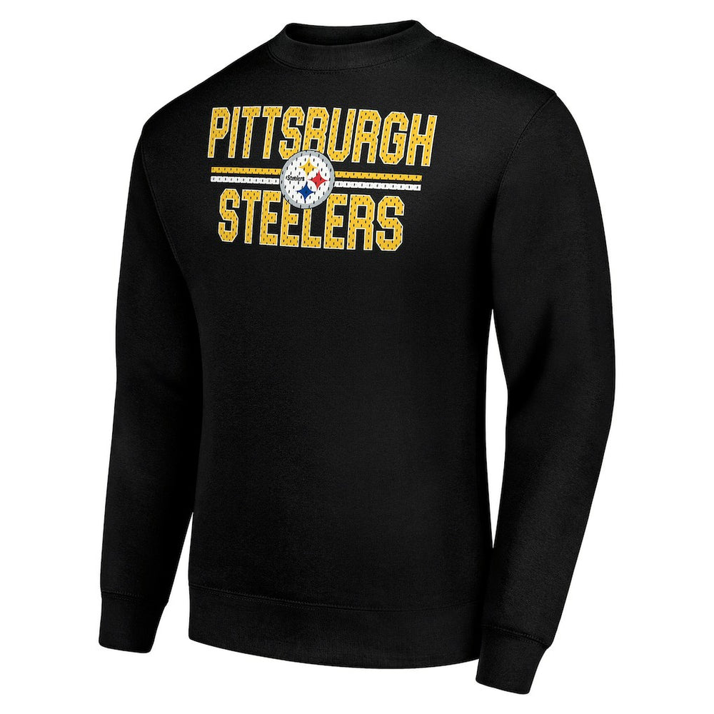 Pittsburgh Steelers Starter Team Mesh Print Graphic Pullover Sweatshirt - Black on sale