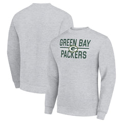 Green Bay Packers Starter Team Mesh Print Graphic Pullover Sweatshirt - Heather Gray cheap