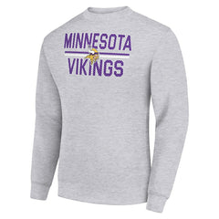 Minnesota Vikings Starter Team Mesh Print Graphic Pullover Sweatshirt - Heather Gray on sale