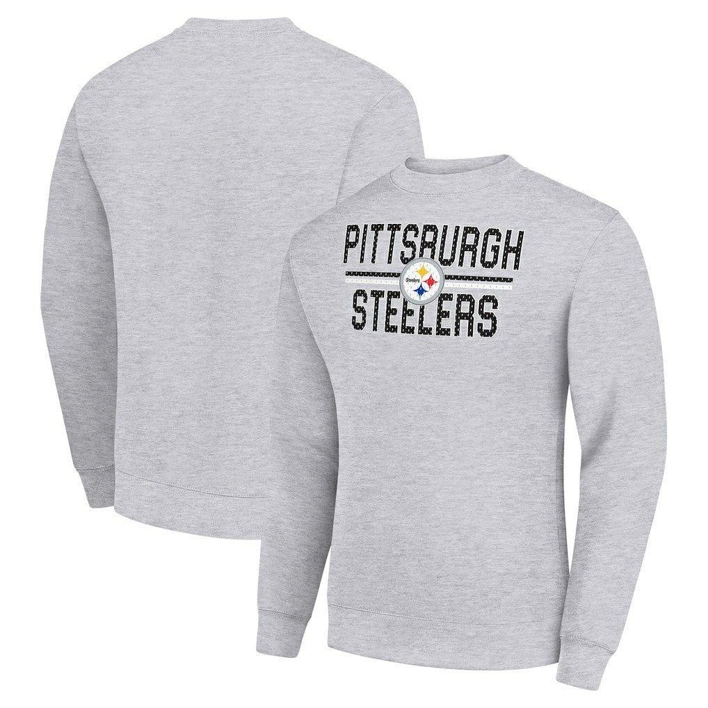 Pittsburgh Steelers Starter Team Mesh Print Graphic Pullover Sweatshirt - Heather Gray sale