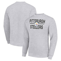 Pittsburgh Steelers Starter Team Mesh Print Graphic Pullover Sweatshirt - Heather Gray sale